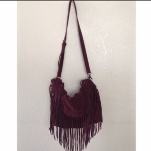 Boho burgundy suede sorial messenger bag